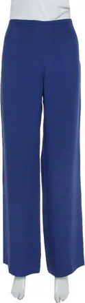 Armani Dark Blue Crepe Wide Leg Trousers
