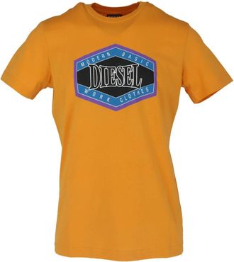 Diesel Graphic Print Tee - Heren - T-shirts - Geel - 2XL - Katoen - Tops