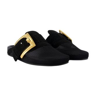 Balmain Womens Anthem Mule Black Calfskin