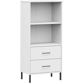 vidaXL Librer&iacute;a Con 2 Cajones Oslo Madera Maciza Blanco 60x35x128,5 Cm Vidaxl