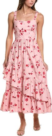 CeCe by Cynthia Steffe Corset Asymmetrical Hem Ruffle Midi Dress