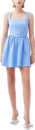 French Connection Whisper Scoop Neck Dress In Dusted Blue
