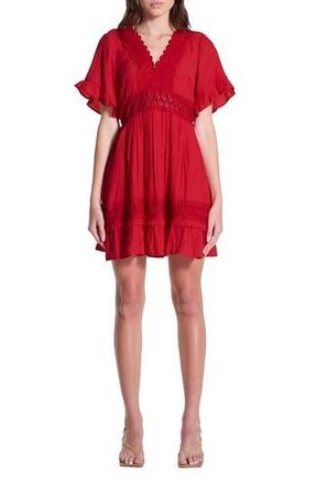 Wishlist Lace Insert Tie Back Dress in Red at Nordstrom Rack, Size Small