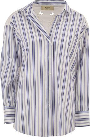 Max Mara Weekend Maxmara Wkdtessile Striped Cotton Shirt With Sangallo Lace