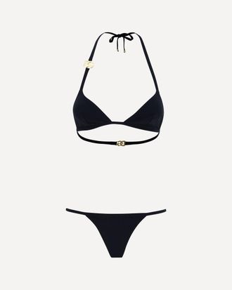 Dolce & Gabbana Triangle Bikini with gold plaque Female 3