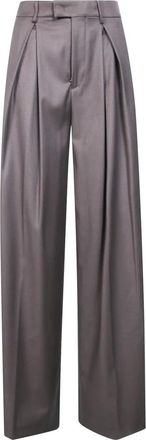 Berwich Nina Wijde Broek met Plooien - Dames - Wijde Broeken - Bruin - XS - Wol - Broeken