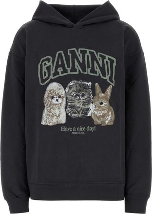 Ganni Graphite Cotton Oversize Sweatshirt