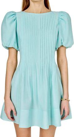 endless rose Pintuck Mini Dress In Blue
