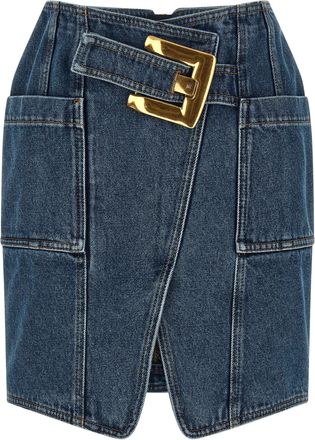 Balmain Belted Gonne Blu-Donna