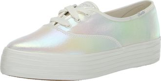 Keds Womens Point Lace Up Sneakers, White Canvas, 6 UK