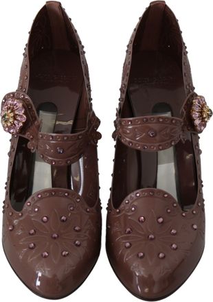 Dolce & Gabbana Brown Floral Crystal CINDERELLA Heels Womens Shoes