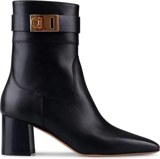 Ferragamo Hoge Hakken Laarzen - Dames - Laarzen met Hak - Zwart - 36 1/2 EU - Leer - Schoenen