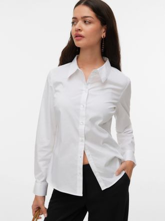 Vero Moda Langarmbluse VERO MODA VMSOPHIE LS SHIRT WVN NOOS, Damen, Gr. L, hellwei&szlig;, Web, Obermaterial: 68% Baumwolle, 29% Polyester, 3% Elasthan, unifarben, no