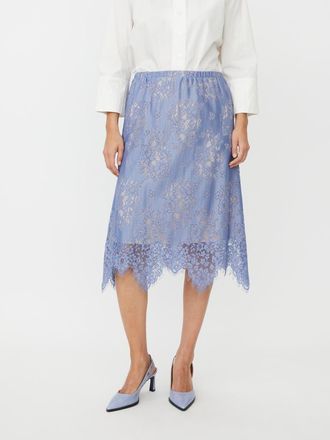 Masai MaSarivelle Lace Overlay Midi Skirt in Stonewash at Nordstrom, Size Xx-Large
