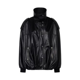 Halfboy Leather Bomber Jacket - female - HALFBOY - Bomber Jackets - Black - XS - Jackets
