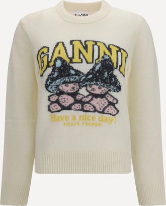Ganni Maglione Teddy Mushroom in misto lana Woman XS