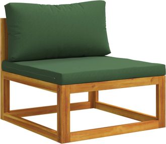 vidaXL Sof&aacute; Modular Central Con Cojines 100 % Poli&eacute;ster Acacia S&oacute;lido Vidaxl