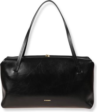 Jil Sander Leren handtas met drukknoopsluiting - Dames - Schoudertassen - Zwart - ONE Size - Leer - Tassen