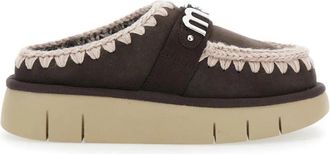 Mou Bruine Sandalen met Logo Print - Dames - Slip ons - Bruin - 39 EU - Schoenen