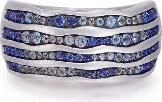 LuvMyJewelry Maverick Surfer Sapphire & Topaz Sterling Silver Band Ring