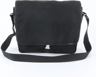 Prada Black Leather Nylon Shoulder Bag (Pre-Owned)