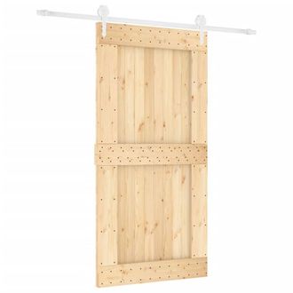 Berkfield Home Sliding Door with Hardware Set 100x210 cm Solid Wood Pine in Light Brown