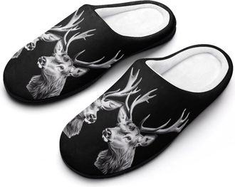Generic Two Deers Mens House Slippers Memory Foam Washable Cotton Slip on Home Shoes