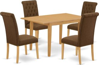East West Furniture Dining Room Set Oak, NOBR5-OAK-18
