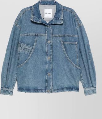 The Attico denim cotton jacket contrast stitching pockets collar