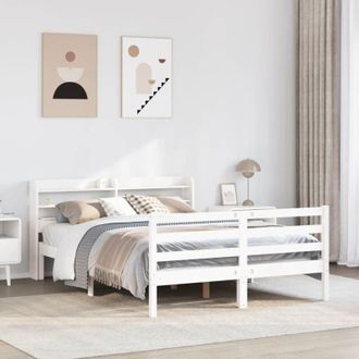 vidaXL Vidaxl - Estructura De Cama Con Cabecero Madera Pino Blanco 120x190 Cm