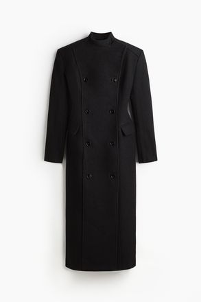 H&M Langer Mantel aus Wollmix - Schwarz