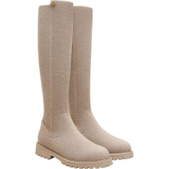 Vivaia Round-Toe Stretchy Wool Knee-High Boots in Warm Taupe at Nordstrom, Size 11