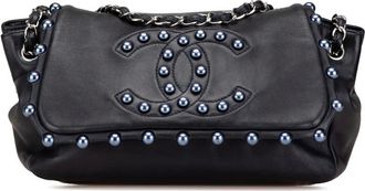 Chanel 2008-2009 Lambskin Pearl Obsession Flap schoudertas - Blauw