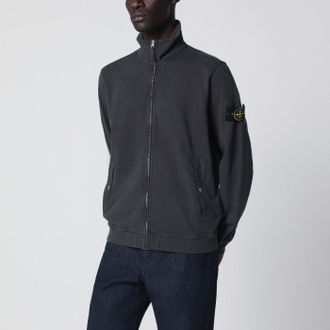 Stone Island Track jacket con zip grigia in felpa di cotone