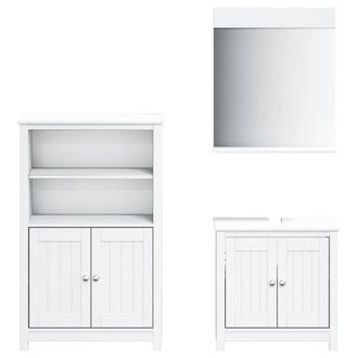 Berkfield Home 3 Piece Bathroom Furniture Set BERG White Solid Wood Pine