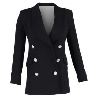 Alessandra Rich double-breasted blazer met kristallen knopen in zwarte wol