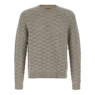 Valentino Garavani Trui van Wol en Kasjmier met Metalen V-detail - Heren - Ronde hals truien - Grijs - M - Wol - Truien & Vesten