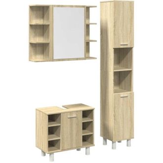vidaXL Vidaxl - Set De Muebles De Ba&ntilde;o 3 Pzas Madera Contrachapada Roble Sonoma