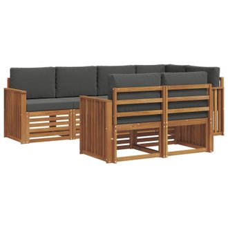 vidaXL Conjunto De Sof&aacute; Seccional Con Coj&iacute;n 7 Pcs Natural Y Antracita Vidaxl