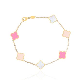 The Lovery Small Pink Mixed Clover Bracelet