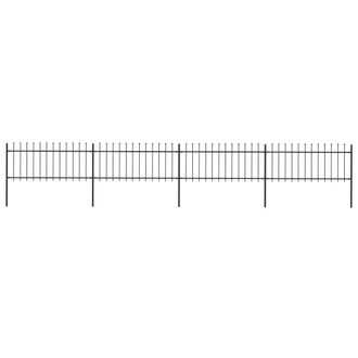 Berkfield Home Garden Fence with Spear Top Steel 6.8x0.8 m Black