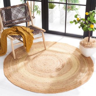 Safavieh Natural Fiber Hand Made Area rug, Natural / Yellow Country Floral Style Non-Shedding