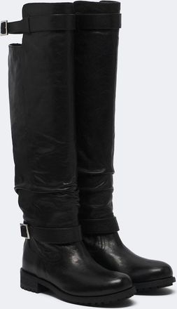 Jimmy Choo London Biker leather knee-high boots