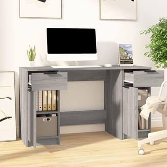 Berkfield Home Elegant Desk with Side Cabinet Grey Sonoma Engineered Wood