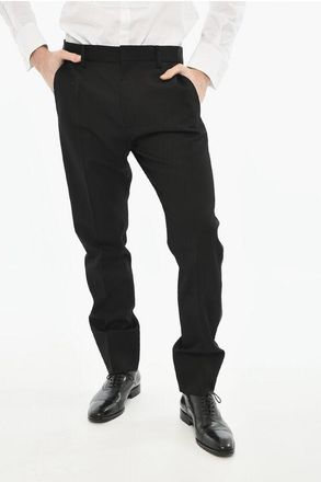 Dsquared2 Pantaloni Cigarette Fit in Lana Vergine con Banda Laterale i taglia 50