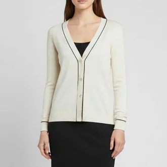 Max Mara Smax Mara Cream Silk Blend Button Front Cardigan