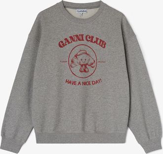 Ganni Grey Paris Club Sweatshirt - Size XS Organic Cotton
