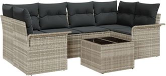 vidaXL Vidaxl - Garden Sofa Set 7 pcs Light Grey Poly rattan