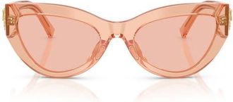 Dolce & Gabbana 55mm Cat Eye Sunglasses in Nude Transparent /Dark Pink at Nordstrom