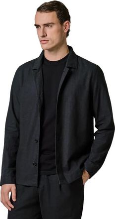 Profuomo Navy linnen met knopen overshirt Profuomo